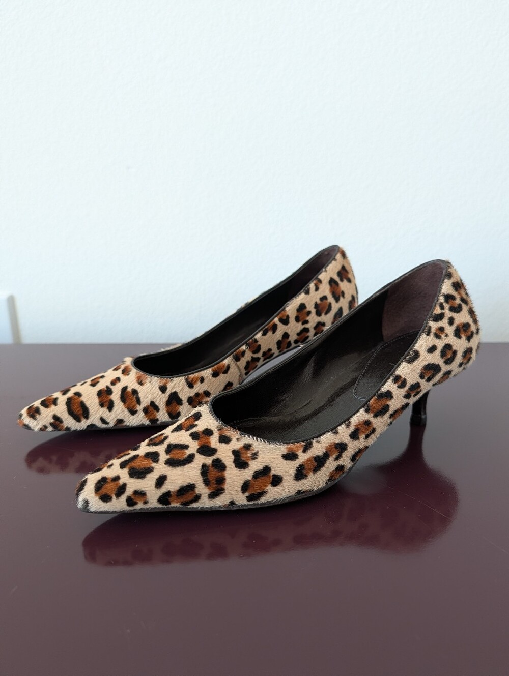 LOFT Leather Cow Hair Animal Print Kitten Heels - Picture 2 of 5